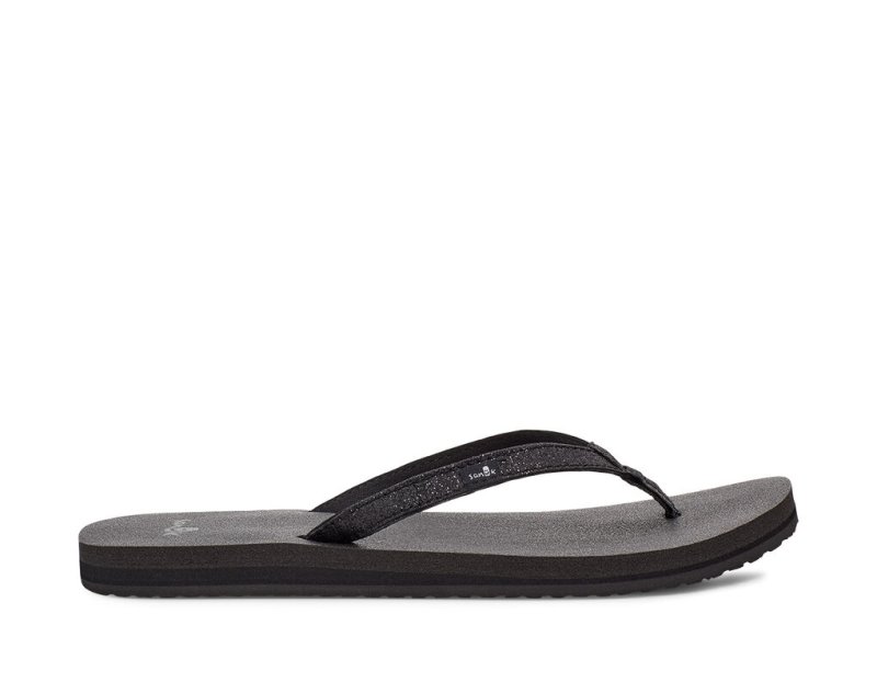 Sanuk Yoga Joy Sparkle Women\'s Flip Flops Black | Canada 82OKI